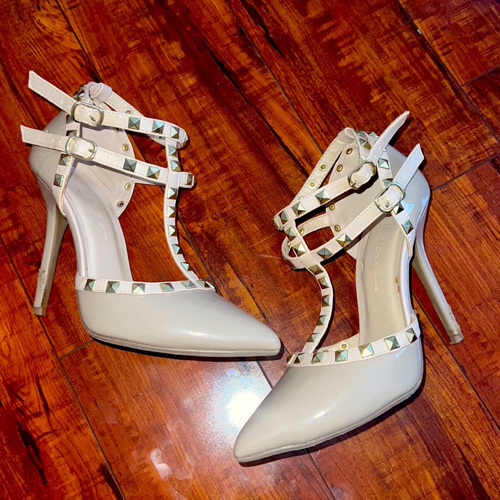 Studded nude heels